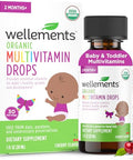 Wellements Organic Baby Multivitamin Drops (1 Fl Oz) Cherry Flavor Liquid Multivitamins for Infants and Toddlers (2 Months+) Toddler Vitamins for Immune Support* Healthy Growth and Bone Development*