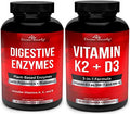 Divine Bounty Digestive Enzymes With Probiotics & Vitamin K2 And D3 Bundle