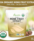 Durelife Organic 100% Pure Monk Fruit sweetener, No Erythritol, Monkfruit Extract Powder 10 OZ and DureLife XYLITOL Sugar Substitute 1 LB (16 OZ) Made From 100% Pure Birch Xylitol NON GMO
