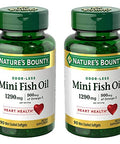 Nature'S Bounty Mini Fish Oil Softgels 1290 Mg Omega-3 Supports Heart Health Odor-Less 90 Mini Coated Softgels - Pack Of 2