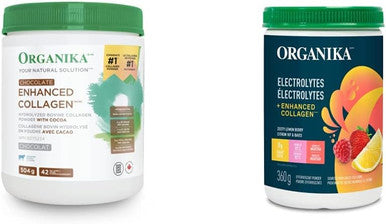 Organika Chocolate Enhanced Collagen, 504G & Electrolytes + Enhanced Collagen- Zesty Lemon Berry - Sugar- Hydration + Protein 360G