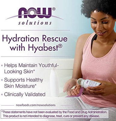 Now Foods Solutions Hydration Rescue With Hyabest Hyaluronic Acid Helps Maintain Youthful Looking Skin Supports Healthy Skin Moisture 60 Veg Capsules