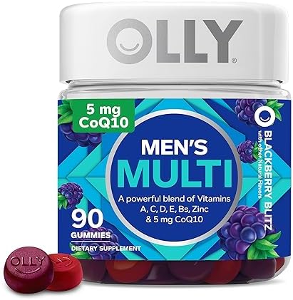 Olly MenS Multivitamin Gummy Overall Health And Immune Support and Metabolism Gummy Rings Apple Cider Vinegar Vitamin B12 Chromium