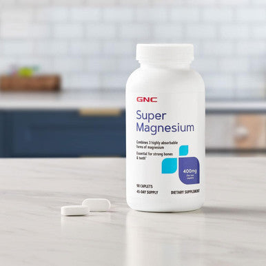 Gnc Super Magnesium 400Mg Supplement, Supports Strong Bones And Teeth, Highly Absorbable, 45 Servings