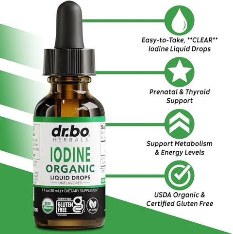 Iodine Liquid Drops Potassium Iodide 1 Year Supply Pure Clear Organic Iodine Drops Supplement Plus Thyroid Support Organic Potassium Iodide Liquid Supplement Tincture Thyroid Supplements 1 Fl Oz