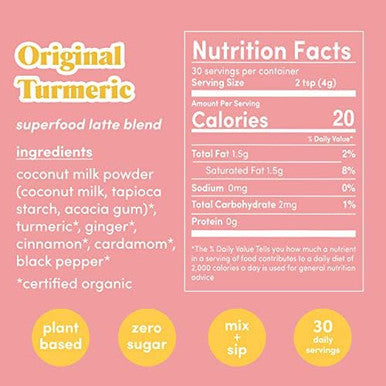 Golde - Superfood Latte Blend - Original Turmeric - Plant-Based W/Coconut, & Ginger - Vegan, Keto, Sugar- - 30 Servings