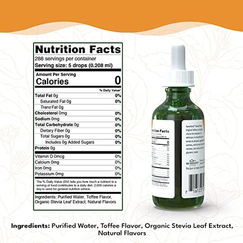 SweetLeaf Sweet Drops Flavored Stevia Liquid Sweetener Organic Stevia Extract Zero Calories Gluten Keto Friendly Non GMO Natural Flavor English Toffee 2 Fl Oz (Pack of 1)