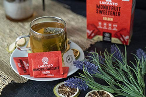 Lakanto Golden Monk Fruit Sweetener with Erythritol Packets - Raw Cane Sugar Replacement, Zero Net Carbs, Zero Calorie, Sweeten on the Go, Coffee, Lemonade, Tea, Desserts - Golden (3g - 100 Count)