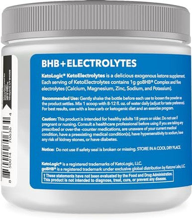 Ketologic Keto Electrolyte Powder (Blue Raspberry) 30 Servings Sugar Hydration Drink Mix With Gobhb Complex