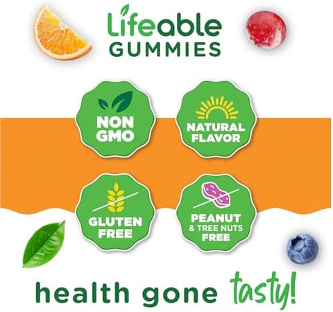 Lifeable Multivitamin For Men Gummies Vit A C D E B1 B2 Niacin B5 B6 Folate B12 Biotin Iodine Zinc Chromium Ginseng Lycopene Inositol Mens Multivitamins Gummies 90 Gummies