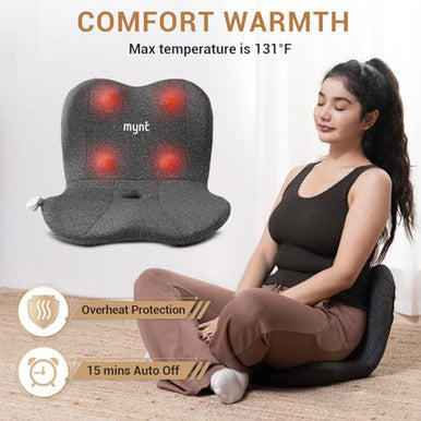 Mynt Lower Back Massager Shiatsu Hip Massager Lumbar Rolling Massage Seat Cushion With Heat Foldable Ergonomic Support Cushion For Home Office Help Improve Sitting Posture s For Mom