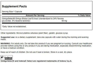 Swanson Ginkgo Biloba (Standardized) 60 Milligrams 120 Capsules