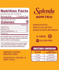 SPLENDA Monk Fruit Zero Calorie Plant Based Sweetener Substitute, Keto Sugar Alternative (200 Count)