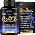 Nutraharmony Vitamin B Complex Methylated - B-Complex With Methylfolate & B12 - Bioavailable For Men & Women - 9-In-1 Methylated Multivitamin - Energy Brain & Mood - Vegan - Made In Usa - 120 Capsules One/Day