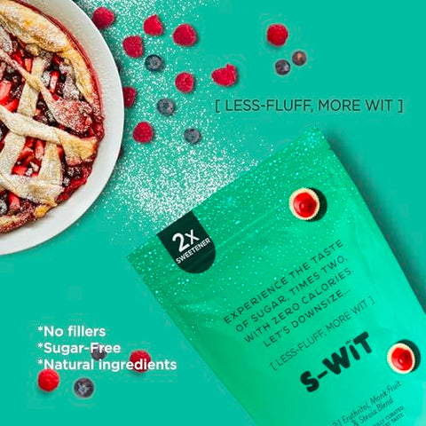 S-wit - Erythritol, Monk Fruit & Stevia Blend, 2X Sugar Replacement, Natural Sweetener, Zero-Calorie, Keto-Friendly, Diabetic-Friendly, Perfect for Baking, Coffee, Tea, and Everyday Use, Sugar-Free (Single Pack, Erythritol, Monk Fruit & Stevia Blend)