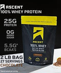 Ascent 100% Whey Protein Powder, Chocolate 2 Lb & Creatine Monohydrate Powder, Unflavored 45 Servings