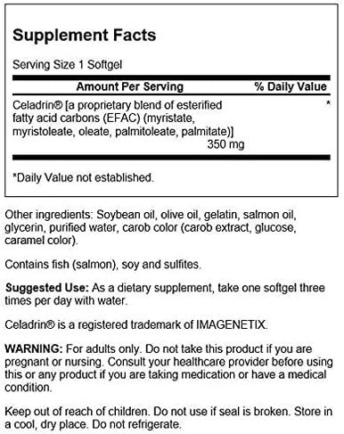 Swanson Celadrin - Esterified Fatty Acid Blend Promoting Joint Flexibility Mobility and Overall Joint Support - (90 Softgels 350mg Each)