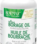 Benemax Borage Oil. Plant Based - Omega 6 Essential Fatty Acids. GLA-Rich Oil for Better Skin. High Absorption 1000mg Liquid Softgels. 120 softgels per Bottle