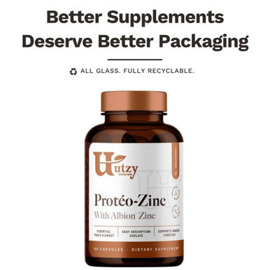 Utzy Naturals Prot o-Zinc | Chelated Zinc For Immune Health | Albion Chelated Zinc Bisglycinate (Traacs) | Made In The Usa | 60 Capsules