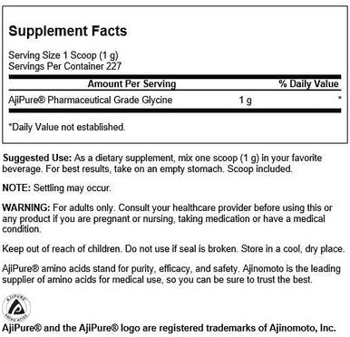 Swanson Amino Acid Ajipure Glycine Powder Pharmaceutical Grade 8 Ounce (227 g) Pwdr