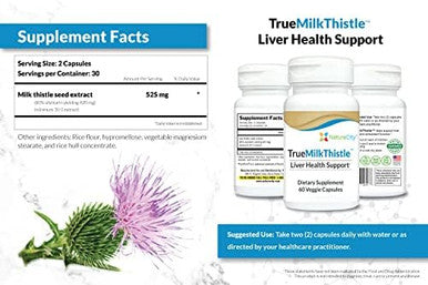 Truemilkthistle Milk Thistle Supplement 525Mg Milk Thistle (80% Silymarin) Containing 420Mg Of Silymarin Antioxidant Support Liver Support Supplement 60 Veggie Capsules
