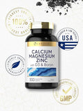 Carlyle Calcium Magnesium Zinc With Vitamin D3 And Boron 300 Caplets Vegetarian, Non-Gmo Supplement