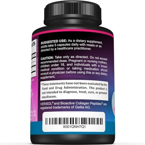 Sunergetic Premium Collagen Peptides Capsules " 2500 Mg Of Verisol Collagen Peptides Type 1 & Type 3 " Multi Collagen Supplement To Support Joint Health Hair Skin & Nails " 150 Collagen Capsules