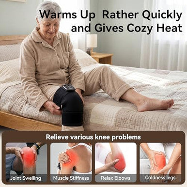 Ltnile Electric Cordless Knee Massager With 3 Heat 3 Vibration3-In-1 Knee Heating Pad For Pain ReliefArthritisAuto-Off Timer Knee Brace For Shoulder Elbow Ideal s For Men Women Dad Mom(BlackPair)