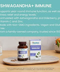 Himalaya Ashwagandha +Immune With Vitamin C For Active Immune Support & Hello Alert Mind For Energy Focus & Attention 60 Capsules Each Bundle