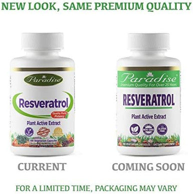 Paradise Herbs Resveratrol Antioxidant Super Potent Ultra Pure Vegan Non Gmo Gluten 180 Vegetarian Capsules