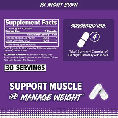 Finaflex Px Night Burn 120 Capsules Ultimate Nonstim Weight Loss Supports Healthy Body Composition & Lean Muscle Mass 30 Servings