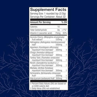 Host Defense Mycobotanicals Immune Powder Immune System Powder Immune & Gut Health Support Supplement Herbal Powder Supplement With Chaga Reishi & Turkey Tail 3.5 Oz (32 Servings)