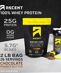 Ascent Whey + Plant Protein Powder - Chocolate Peanut Butter 2 Lb & Chocolate 18 Servings