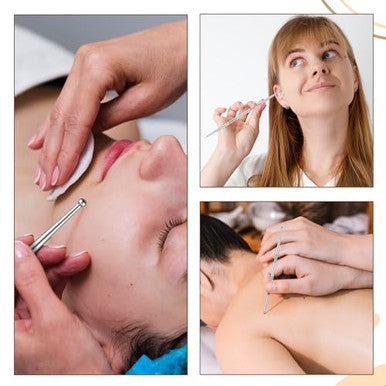 Aysatogc Acupuncture Pen Facial Reflexology Massage Tool Ear Acupressure And Body Point Probe Pen For Face Body Muscle Relax Feet Legs Arms Shoulders Neck Back Stainless Steel 3 Pieces