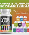 Turmeric Moringa Supplement Ginger Boswellia Saffron - Supplement For Women And Men With Ceylon Cinnamon, Tart Cherry, Quercetin Garlic Nettle Holy Basil - 1Pack