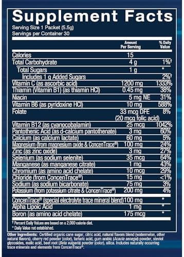 Bodytech Electrolyte Fizz Packets, Watermelon - Supports Energy & Endurance With 1200Mg Of Vitamin C, On The Go Refreshment (30 Packets)