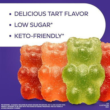 Atkins Endulge Sour Gummy Bears Low Sugar Keto Candy 6 Count