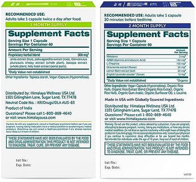 Himalaya Hello Joy With Ashwagandha For Improving Mood And Spirits & Himalaya Hello Alert Mind With Bacopa For Energy Focus & Attention Herbal Supplement 60 Capsules Each