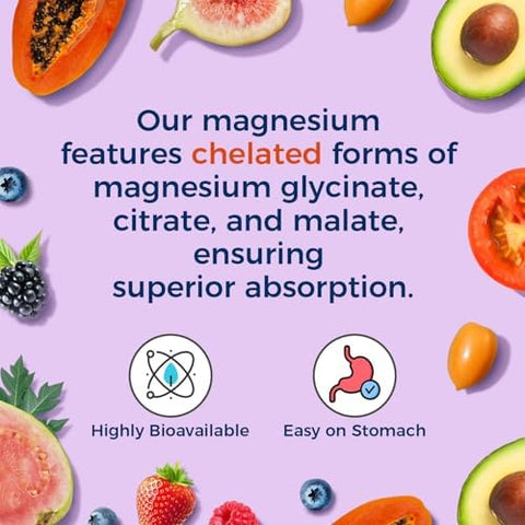 Vitalitown Magnesium Complex Chelated Easily Absorbed Magnesium Glycinate Citrate Malate Buffered 210Mg Elemental Mag Sleep Nerve Muscle Digestion Energy Non-Gmo 240 Veg Caps