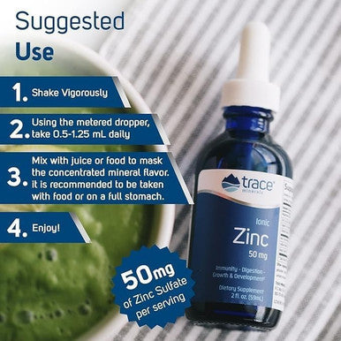 Trace Minerals Ionic Zinc 50 Mg - Dietary Supplement With Zinc, Magnesium & Chloride - Support Healthy Digestion & Immune Function - Zinc For Skin & Brain Health - 2 Fl Oz (About 48 Servings)
