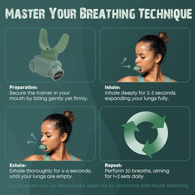 Lixada Advanced Breathing Trainer For Lung Capacity - 8-Level Adjustable Respiratory Exercise Device For Running Swimming & Fitness With Case & Nose Clip(Green)