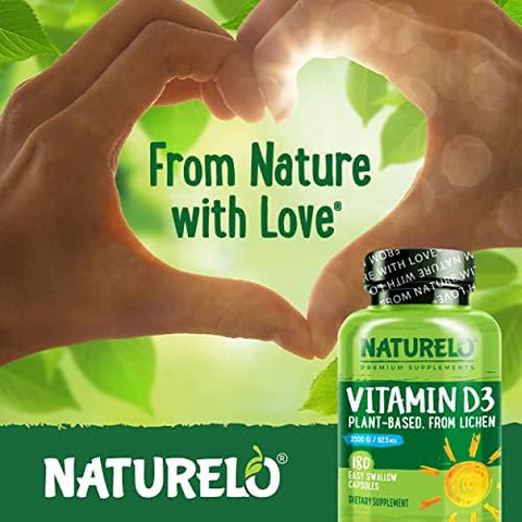 Naturelo Vitamin D Plant Based From Lichen 180 Mini Capsules Vegan B12 1000 Mcg Methylcobalamin 90 Capsules