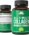 Peak Performance All 5 Multi-Collagen Capsules - 90 Pills Of Grass Fed Peptides Protein - Supplement With All 5 Collagen Types I Ii IiiV X From Beef Fish Eggshell And Chicken Bone Broth