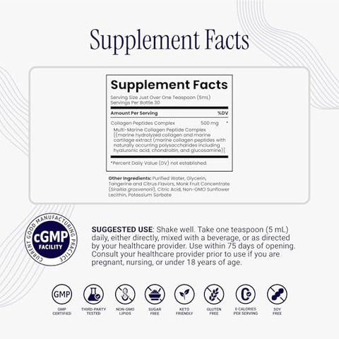 Rho Nutrition Liposomal Collagen Peptides - High-Absorption Liquid Collagen Supplement - Supports Skin Elasticity Joint Health And Overall Vitality For Healthy Aging 5 Fl Oz
