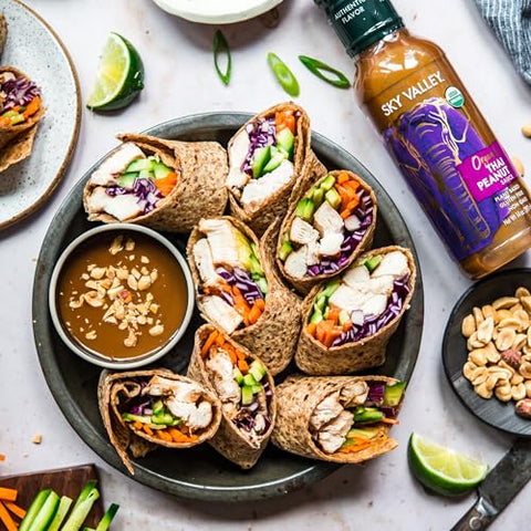 Sky Valley Thai Peanut Sauce - Gluten Free Peanut Sauce, Mild Heat, Authentic Flavor, Organic, Vegan, Non GMO, Gluten Free, Peanut Sauce for Spring Rolls- 14 Oz