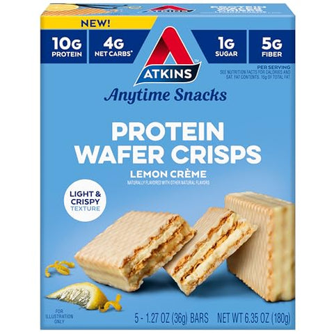 Atkins Chocolate Cra Me Protein Wafer Crisps Protein Dessert 4G Net Carb 1G Sugar High In Fiber Keto Friendly 5 Count