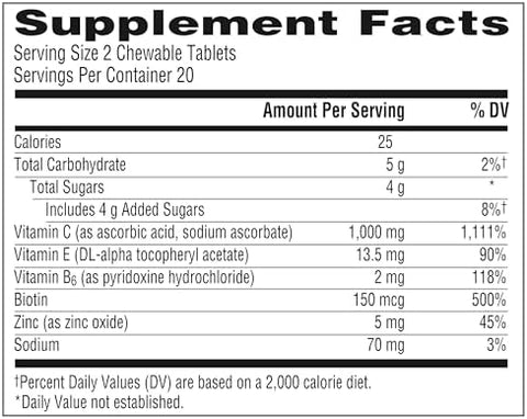 EmergenC Chewable Vitamin C 1000Mg With B Vitamins And Antioxidants Tablet (40 Count Orange Blast Flavor) Dietary Supplement