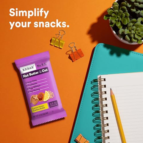 RXBAR Nut Butter and Oat Protein Bars, Protein Snacks, Snack Bars, Lemon Honey Cashew Butter, 9.7oz Box (5 Count)
