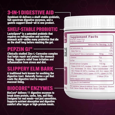 Pescience Complete-Gi Gut Health Powder Probiotics For Women And Men Digestive Enzymes Prebiotic Fiber L Glutamine Pepzin Gi Zinc Carnosine Watermelon Flavor 30 Servings