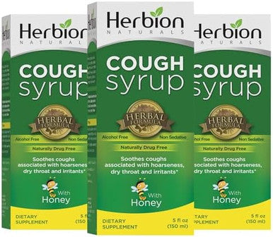 Herbion Naturals Cough Syrup With El Jarabe Para La Tos Con Miel Naturally Tasty Soothes Throat Green Honey 5 Fl Oz (3)